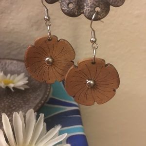 Wooden Flower Earrings